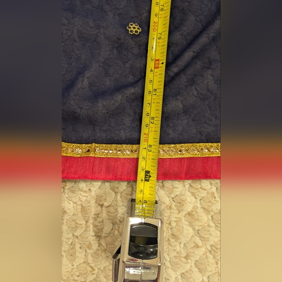 3-Piece Salwar Kameez Set Navy & Magenta Embroidered - Picture 13 of 13